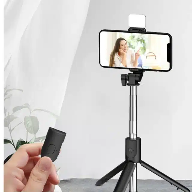Selfie Stick Tripod with LED Fill Light (Black)