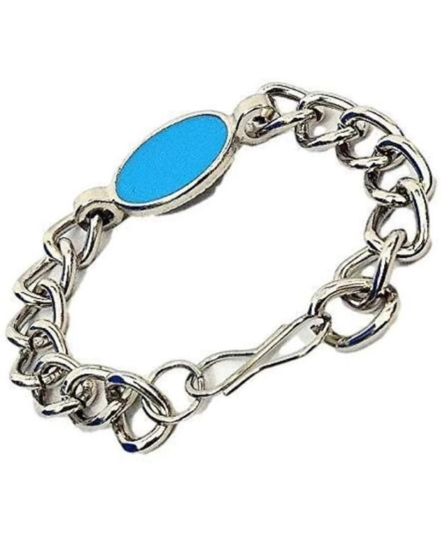 Alloy Chain Bracelet for Men (Silver & Sky Blue, Pack of 2)