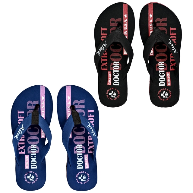 Flip-Flops for Women (Multicolour, 3) (Pack of 2)