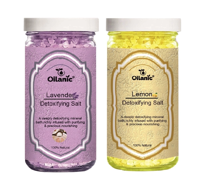 Oilanic Lavender & Lemon Detoxifying Bath Salt Crystal (200 g, Set of 2)