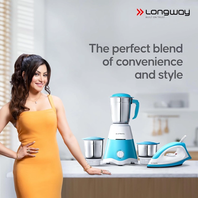 LONGWAY Super Dlx Mixer Grinder (700 W, 3 Jars) & Kwid Dry Iron (1100 W)