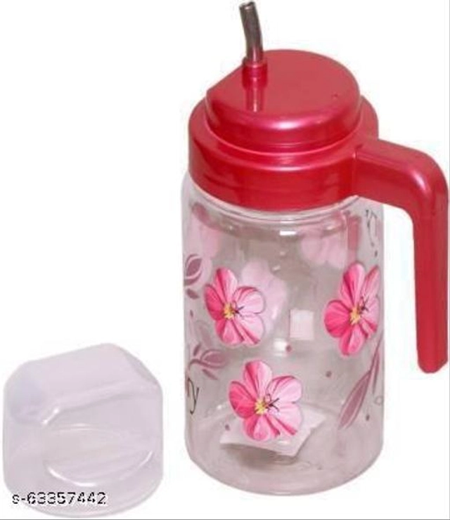 Plastic Oil Dispenser Bottle (Pink, 1000 ml) (Pack of 2)