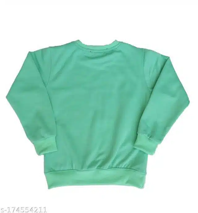 Fleece Printed Full Sleeves Round Neck Sweatshirt for Girls (Mint Green, 3-4 Years)