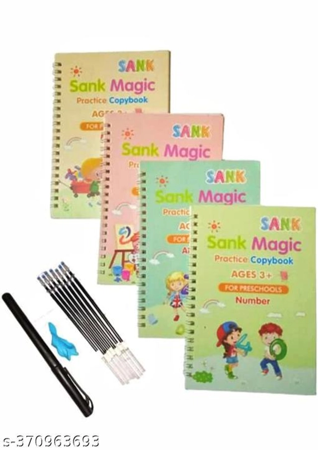 Magic Practice Copybook (4 Pcs) with 10 Pcs Refill for Kids (Set of 2)