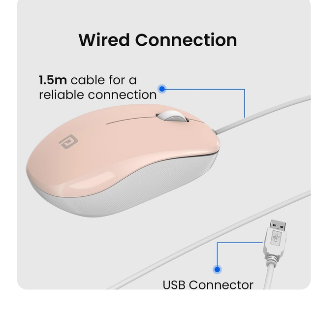 Wired Optical USB Mouse (Peach)