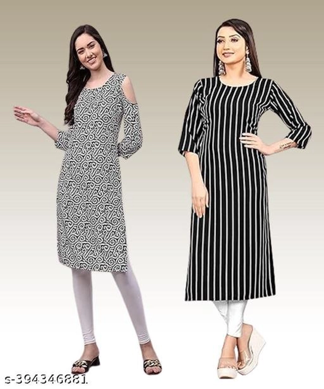 Crepe Kurtis for Women (Multicolor, S) (Pack of 2)