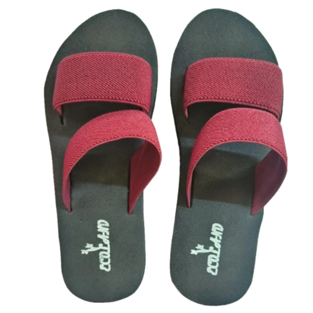 Sliders for Women (Black & Maroon, 4)