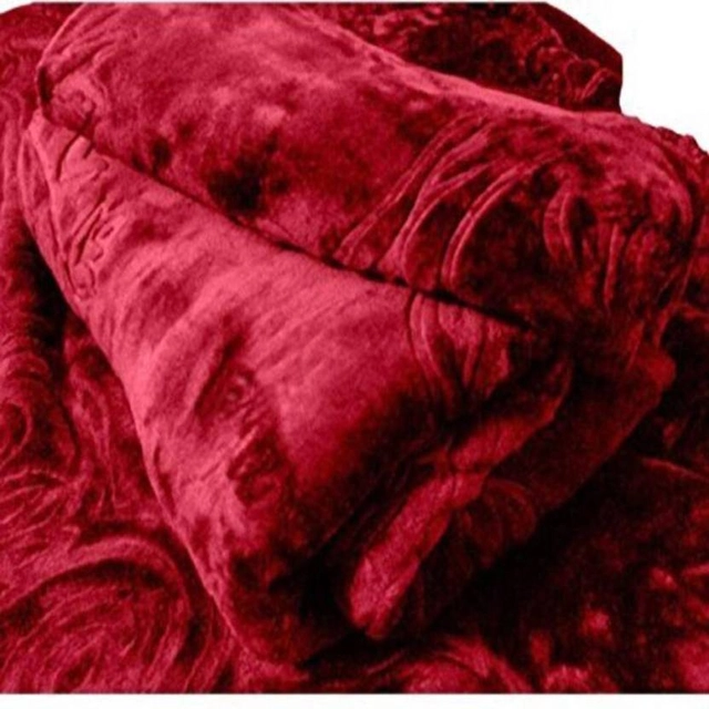 Home Sizzler Maroon Geometric Double Mink Blanket (Pack Of 1)