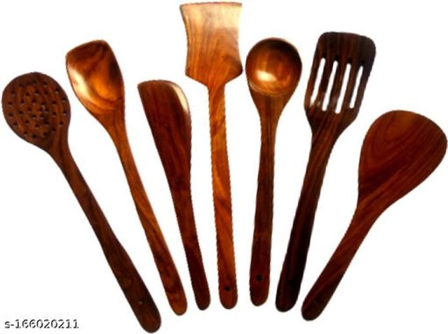 Wooden Kitchen Tool Set (Brown, Set of 7)