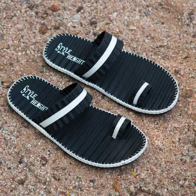 Style Height Synthetic Airmix Men's Slipper (Black, 9) (BM259)