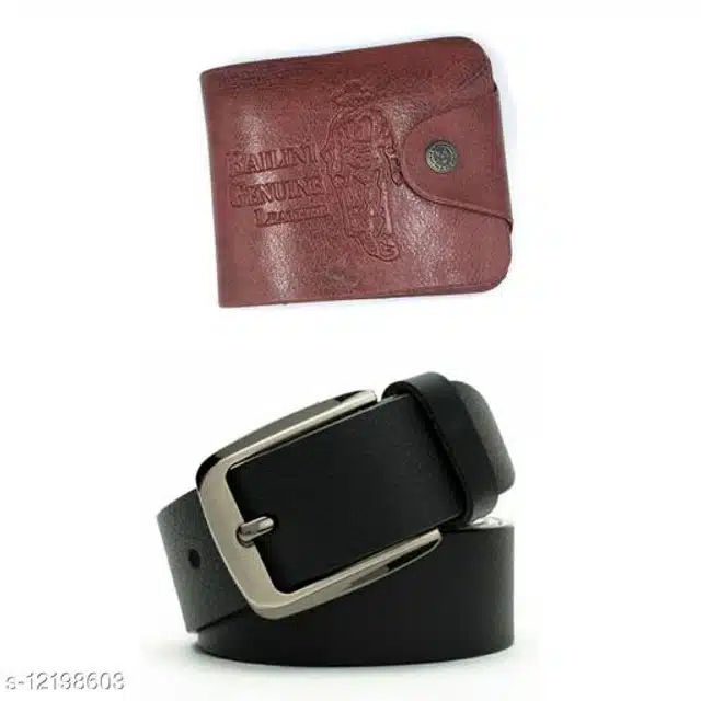 Stylish Belt with Wallet for Men (Brown & Black, Set of 2)
