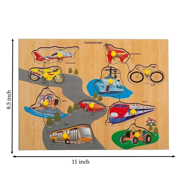 Wooden Transports Puzzle Board for Kids (Multicolor)