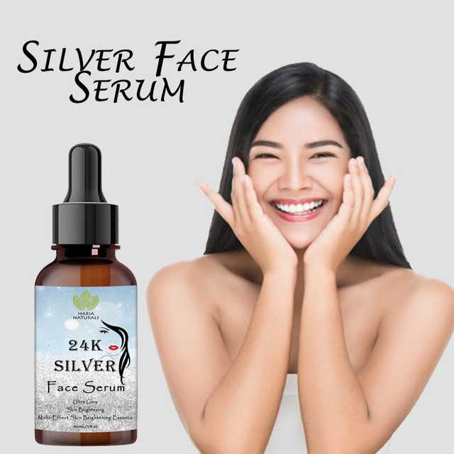 Haria Naturals Silver Face Serum With 24k Silver For Skin Brightening, Whitening, Anti-Ageing, Anti-Wrinkle, Fine Lines, Pigmentation & Dark Circle - 30 ml (B-14857)