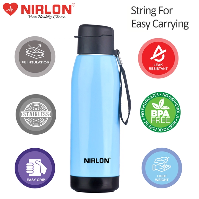 Nirlon PU Insulated Stainless Steel Water Bottles (Blue, 750 ml)