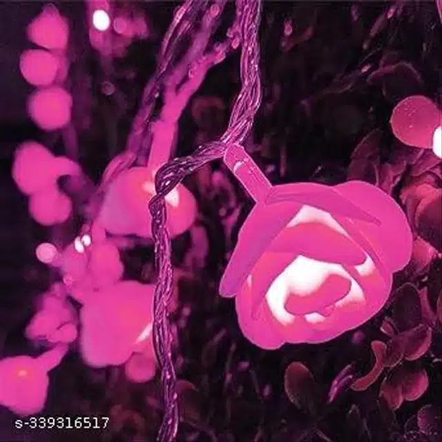 Plastic 20 Pcs LED Rose Flower String Light (Pink, 4 m)