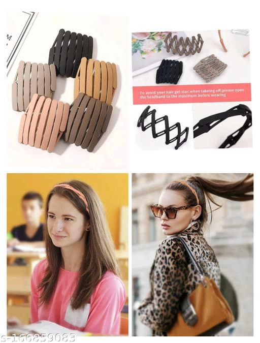 Plastic Hair Band for Women (Multicolor, Pack of 6)