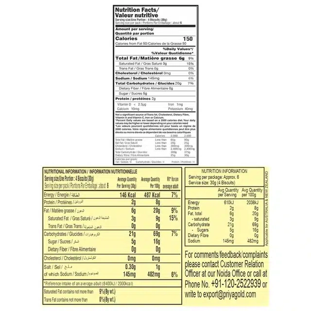 प्रियागोल्ड CNC बिस्किट्स 2X180 g (1 के साथ 1 फ्री)