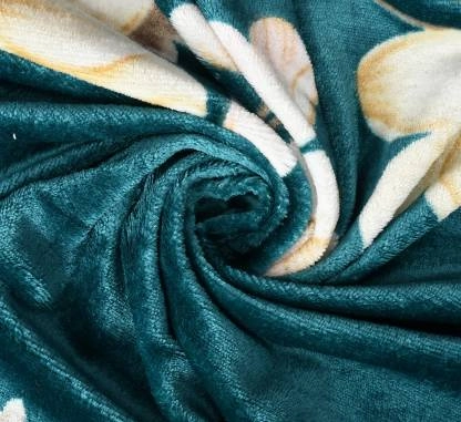 Fleece Floral Fitted Bedsheets with Two Pillow Covers (Teal, 78x72x8 Inches)