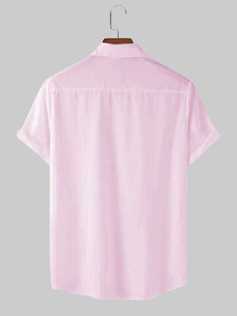 Men's Printed Casual Shirt (Pink, L) (ASM317)