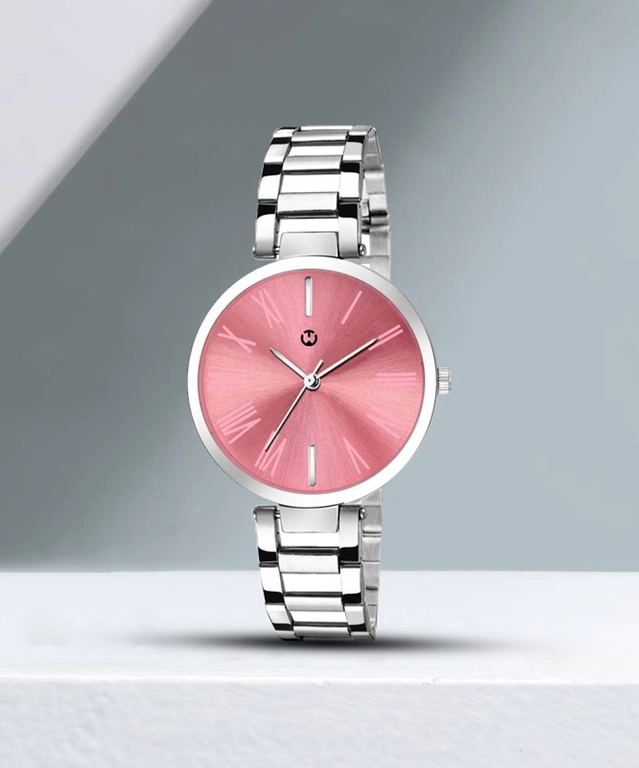 Analog Watch for Women (Silver & Pink)