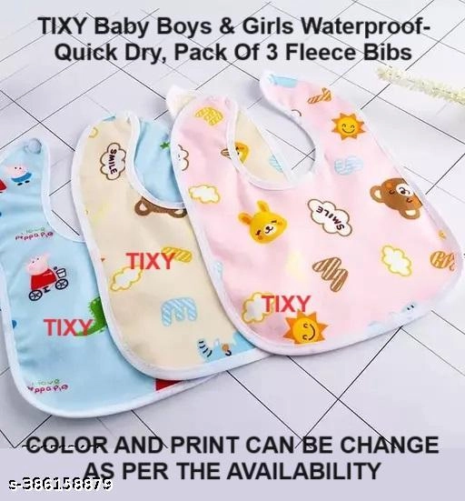 Polycotton Printed Bibs for Baby (Multicolor, Pack of 3)