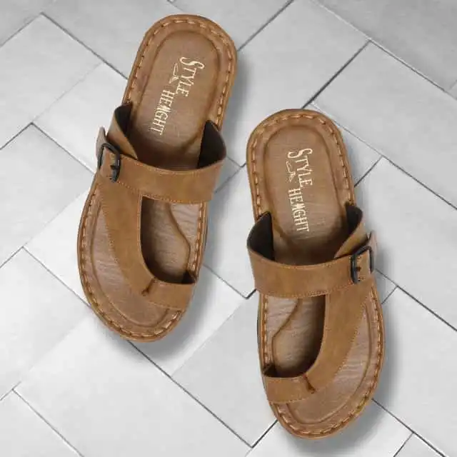 Style Height Synthetic Airmix Men's Slipper (Tan, 10) (BM315)