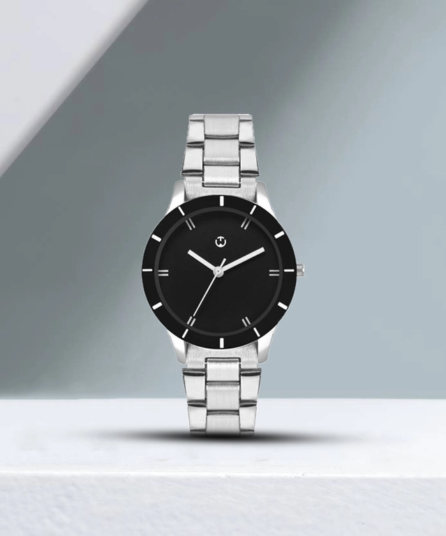 Analog Watch for Women (Silver & Black)