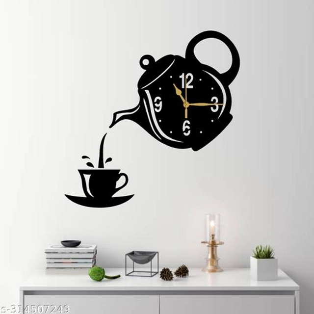 Wooden Wall Clock for Home (Black)