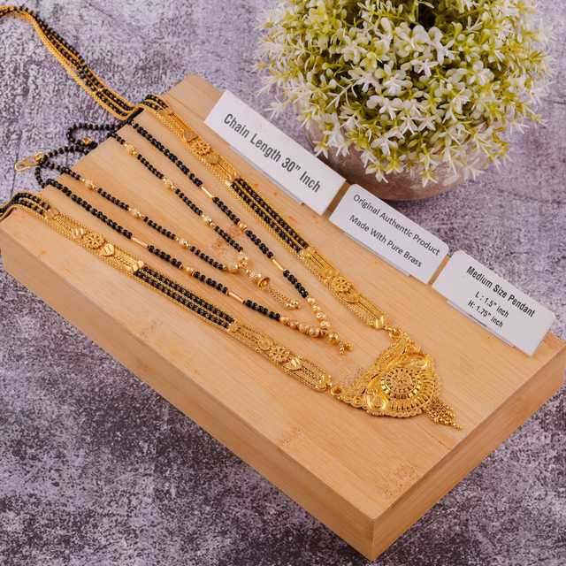 Copper Gold Plated Long And Sort Mangalsutra Combo For Women (Gold, 24 Size) (Y-2204)