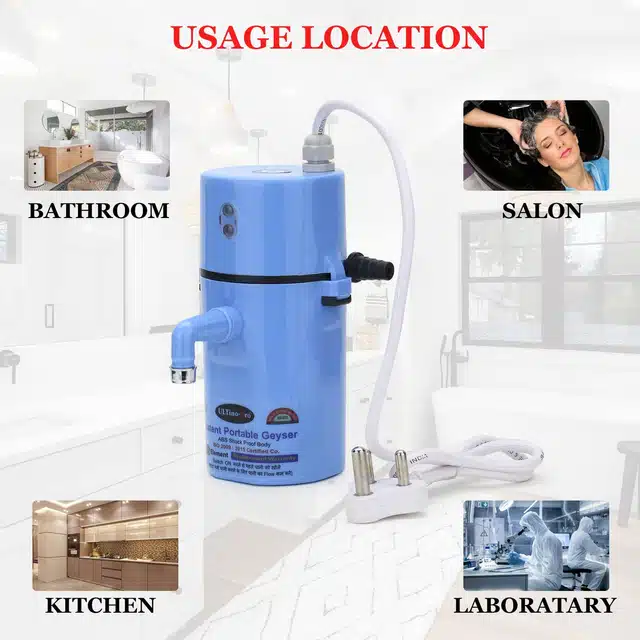 Instant Electric Water Geyser (Multicolor, Small)