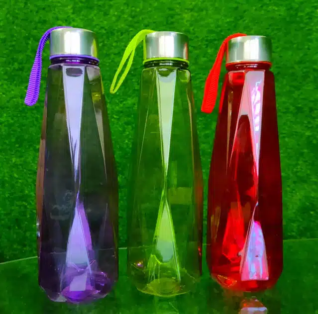Plastic Water Bottle Set (Pack of 3, 1000 ml) (Multicolor)