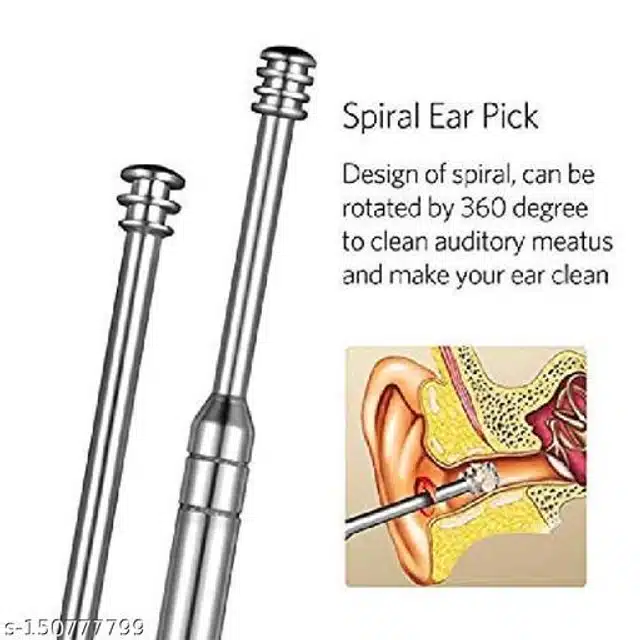 Stainless Steel Ear Cleaners (Silver, Set of 5)