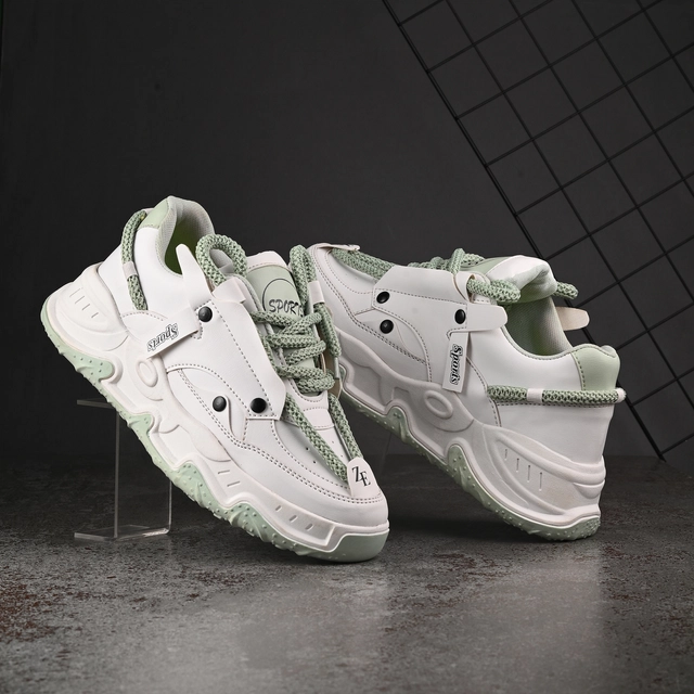 Sneakers for Men (Green & White, 6)