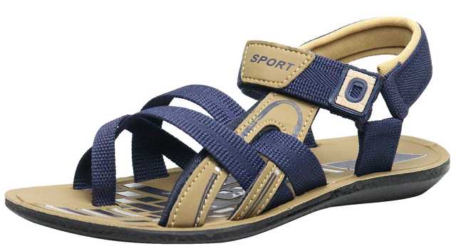 Ligera Men's Stylish Synthetic Leather Casual Sandals (Brown & blue, 7) (L-22)