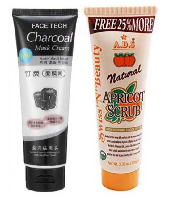 Lenon Makeup Accessory Clubcomfort Scrub (100 g) + Original Charcoal Face Mask Cream (230 g) (Pack of 2) (D167)