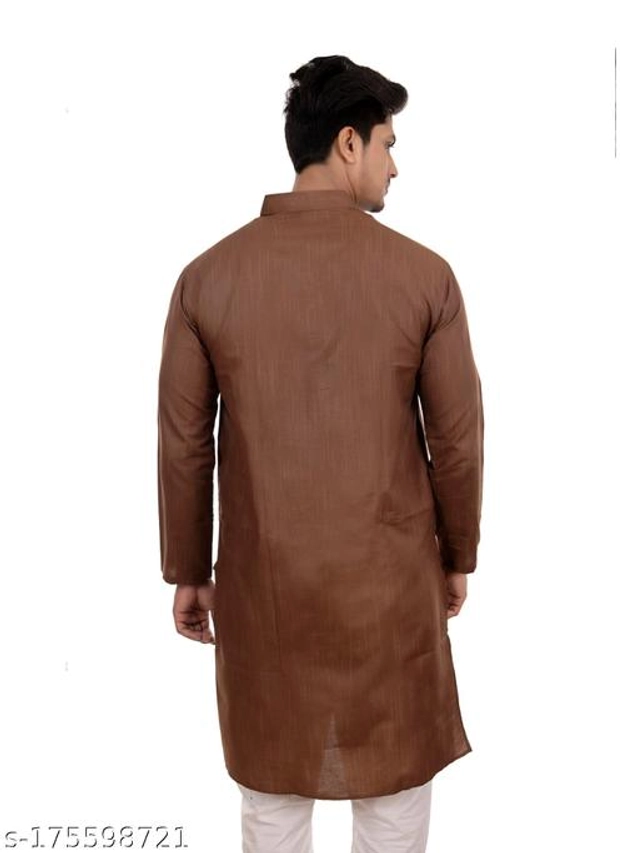 Cotton Blend Kurta for Men (Brown, M)