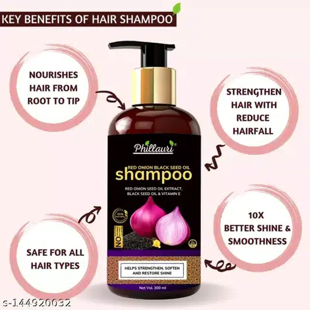 Phillauri Red Onion Shampoo (100 ml) with Hair Growth Oil (300 ml) (Set of 2)