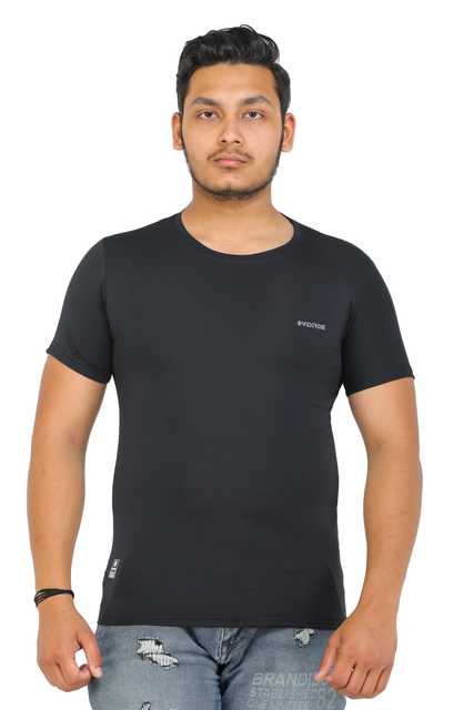 Fosty Men's Cotton Stylish T-Shirts (Black, S) (ADE-313)