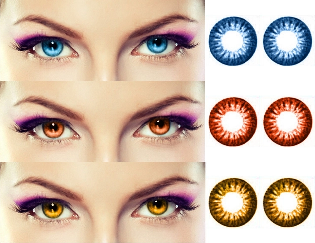 Combo of Zero Power Colored Contact Lenses for Eyes with Case (Multicolor, Set of 3)