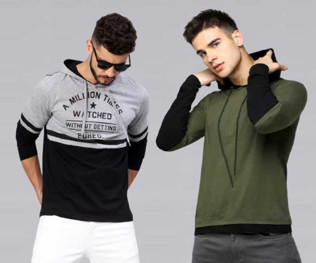 Men's Hooded Sweatshirt (Pack of 2) (Multicolor, L) (SVG-11)