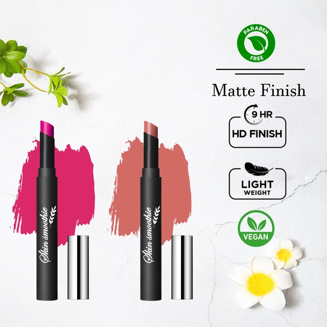 Matte Long Lasting Crayon Lipsticks (Pink Crush & Cherrt Crush, Pack of 2)