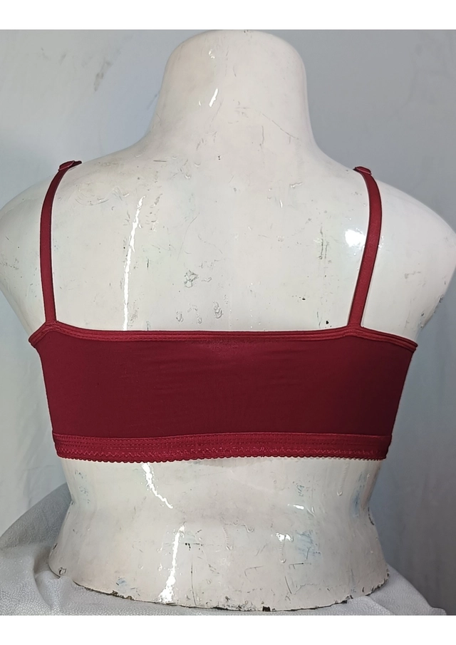 Cotton Solid Non-Padded Sports Bra for Women (Maroon, 28)