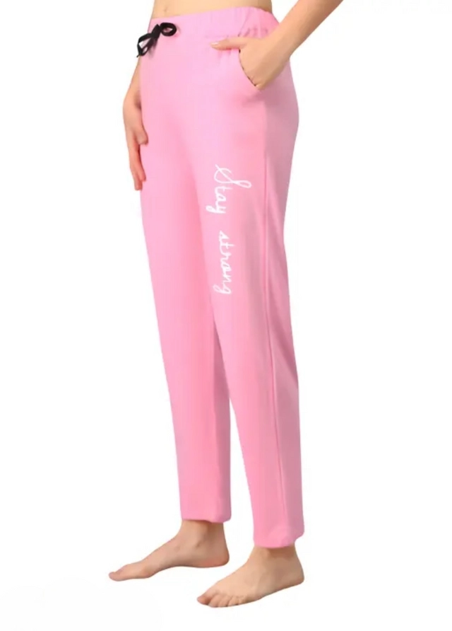 Cotton Solid Trouser for Women (Pink, S)