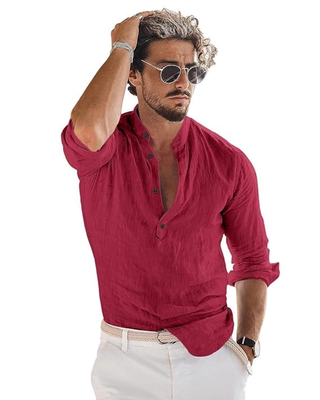 Cotton Solid Kurta for Men (Maroon, S)