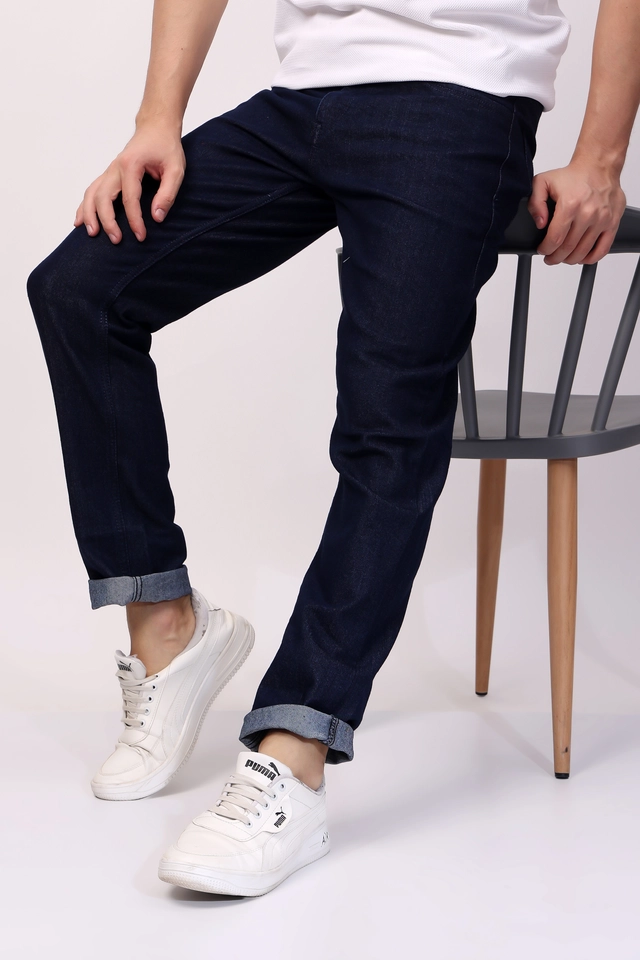 Cotton Blend Slim Fit Jeans for Men (Navy Blue, 30)