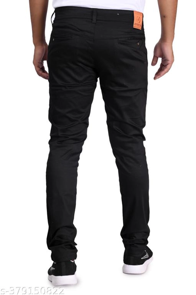 Cotton Slim Fit Trouser for Men (Black, 28)