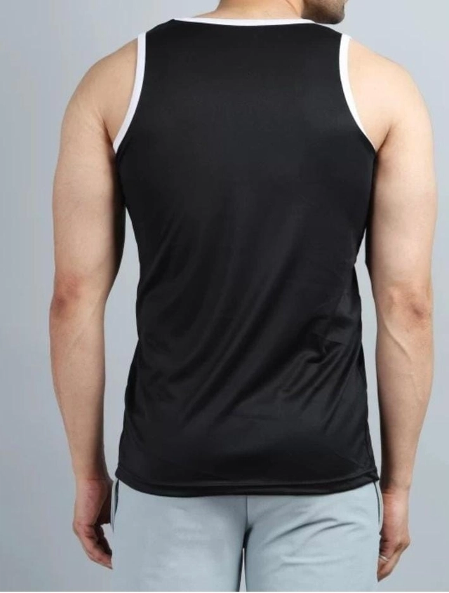 Cotton Blend Printed Gym Vest for Men (Black & Red, M) (Pack of 2)