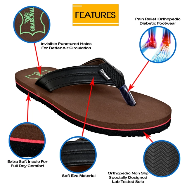 Flipflops for Men (Brown & Black, 6)