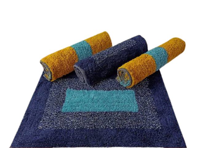 SHF वैल्वेट डोरमैट बाथमैट (मल्टीकलर) (4 Pc) (S-186)