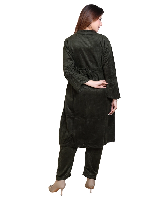 Super Soft Solid Kurti with Pant for Women (Black, XXL)